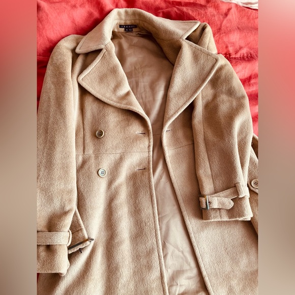 Theory Angora blend camel trench style coat SZ M - Picture 14 of 15